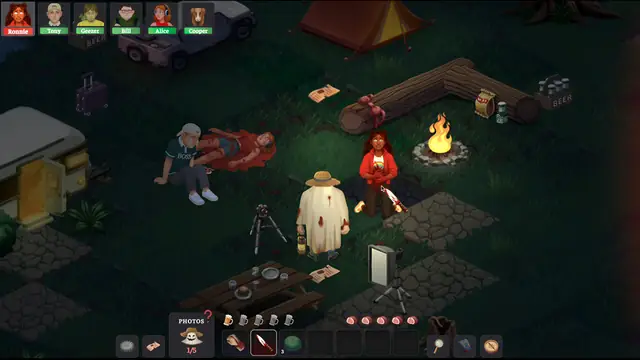 A chainsaw execution scene from Five Mysterious Murders